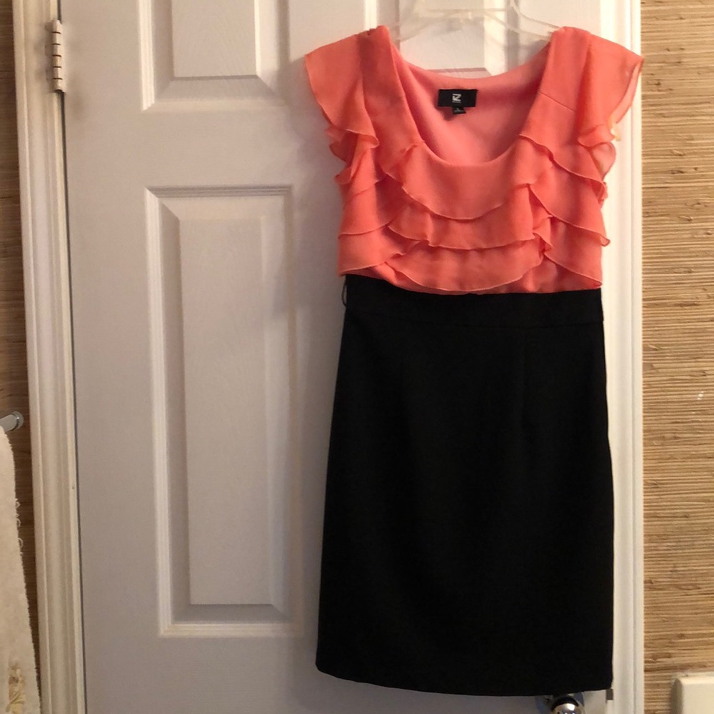Coral and black formal dress